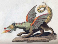 an illustration of a dragon on a rock